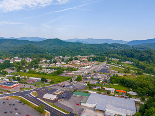 Town of Robbinsville North Carolina, USA, 2024 stock photo. Aerial drone photography