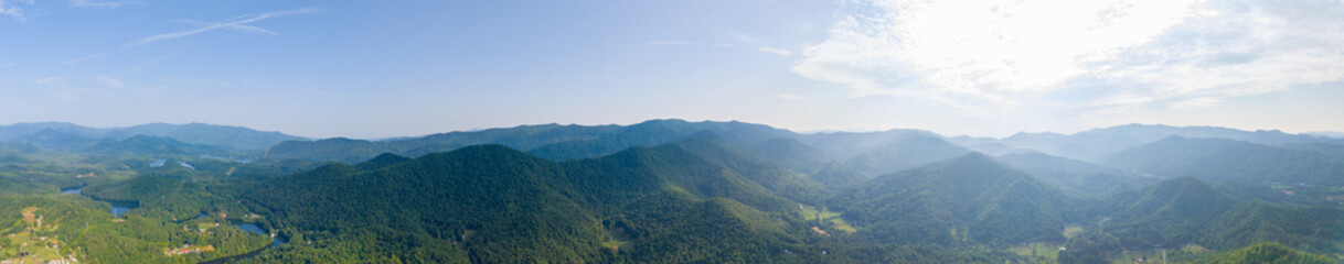 Naklejka premium Great Smoky Mountains stock photo, aerial panorama, Summer 2024