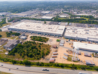 Shipping and logistics. Aerial photo