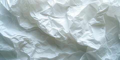 Fototapeta premium Close-up view of textured crumpled white paper, perfect for backgrounds in minimalist designs, crafts, or as a creative element in photography.