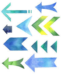 青系の矢印（水彩）