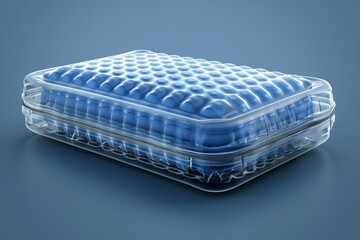 Blue mattress topper with a quilted design symbolizing comfort relaxation and the luxury of a good nights sleep in a clean and cozy setting