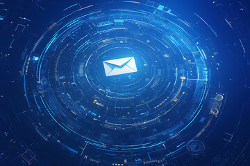 Obraz premium Email enveloped in multiple layers of digital encryption, illustrating secure transmission of sensitive information with intricate digital patterns and symbols