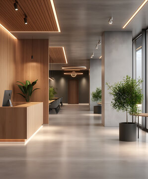 Interior of contempotary modern office. Minimalistic corporate design.