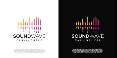 Music logo modern concept ,Abstract gradient equalizer logo template, sound wave icon element, technology symbol logo concept, audio player music symbol.