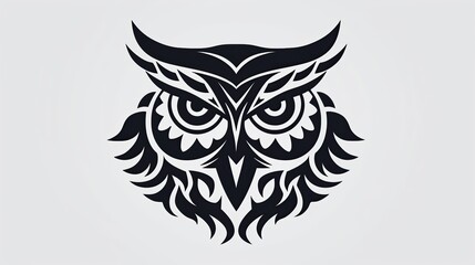 Obraz premium A simple black and white stencil of an owl