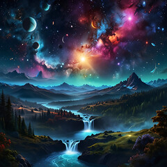 Neon glow paints the sky with vibrant hues