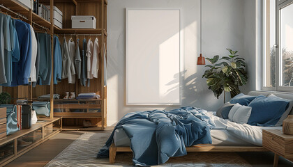 Contemporary bedroom sleek furniture with empty frame