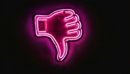 Neon sign of a hand with thumbs down drawing