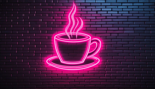 Neon sign of a cafe drawing
