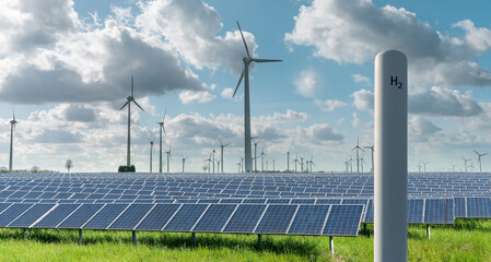 Green hydrogen produced in storage using renewable energies