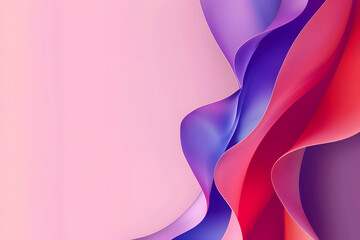 abstract wavy 3D background in red and purple colors. matte waves on a light background