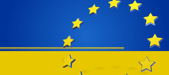 creative abstract flag of Europe background, European Union as EU, border-right and border-bottom design