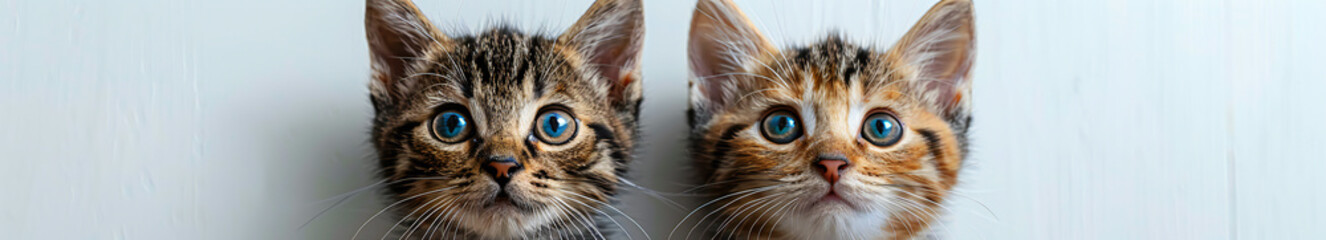 Cat Heads on White Background