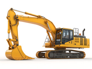 excavator on white background