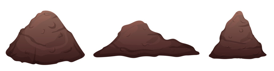 Set with pile of soil or compost in brown color