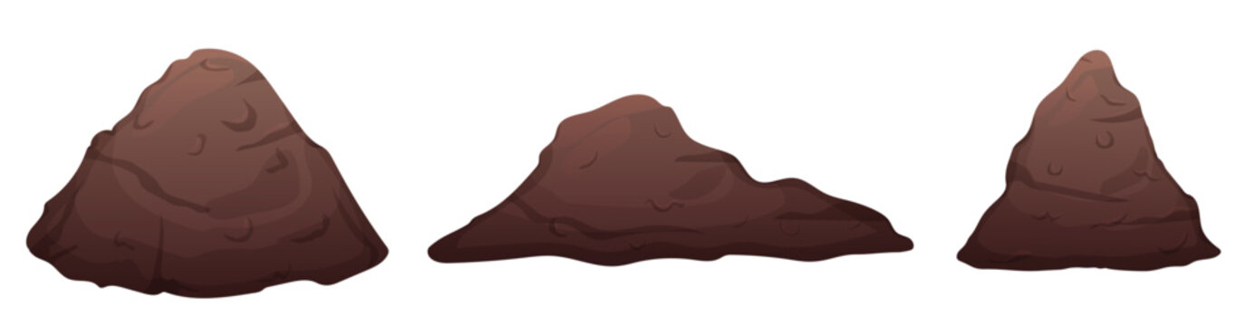 Set with pile of soil or compost in brown color