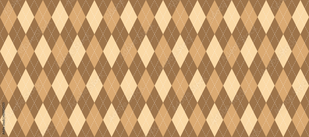 Poster seamless beige argyle pattern. light brown rhombus repeating background. autumn ecru diamond texture