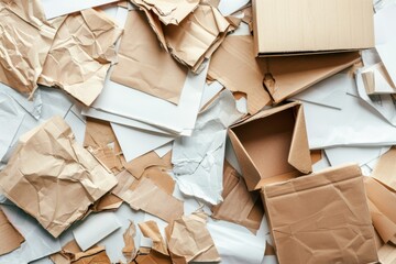 Scattered papers and cardboard creating a chaotic scene of creativity