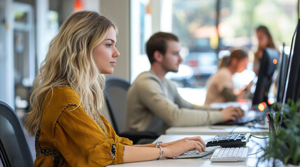 Dynamic  and Diverse Professionals Collaborating in Modern Workspaces,