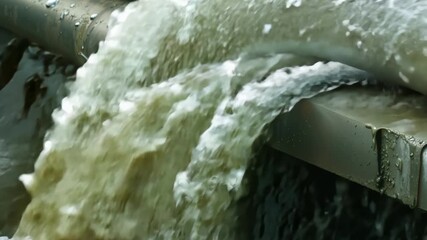 Slow motion video of industrial water discharge highlighting environmental impact for eco documentary uses