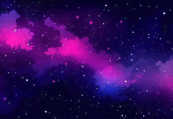 Abstract background with a pink and purple gradient color, stars, galaxy, space, and night sky, dark purple and red background, gradient texture, stars in the air, vector illustration