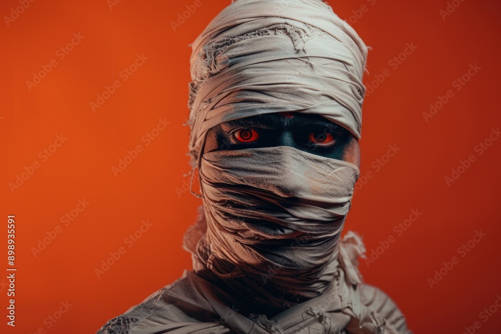Poster a close-up shot of someone wearing a costume, perfect for use in illustrations or as a standalone im