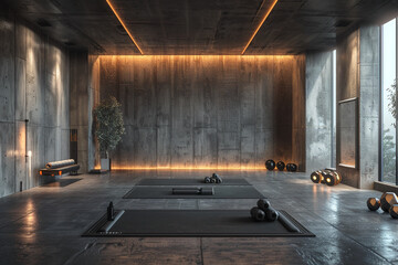 Contemporary home gym unique flooring design