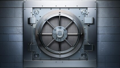 A strong security bank vault in the basement; banking and safe deposit; 3D art and animated