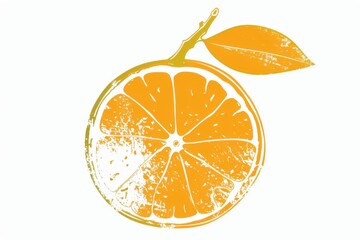 Vibrant silhouette of an orange with leaf, capturing nature's beauty