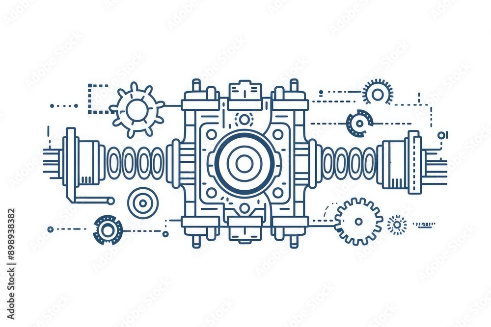 Poster A machine with visible gears and mechanical parts, suitable for use in illustrations about technology, innovation, or industry