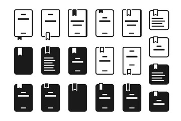 book with bookmark line shape icon set vector flat illustration