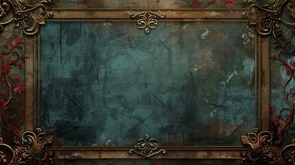Ornate vintage frame with intricate design holding a textured, weathered background. Ideal for digital art, designs, or backgrounds. Artistic and detailed, perfect for historical themes. AI