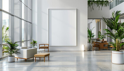 Contemporary hotel lobby functional furniture with empty frame