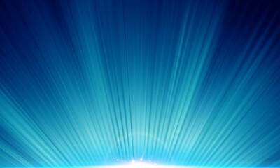 Obraz premium sun light on bright blue background. smooth rays.