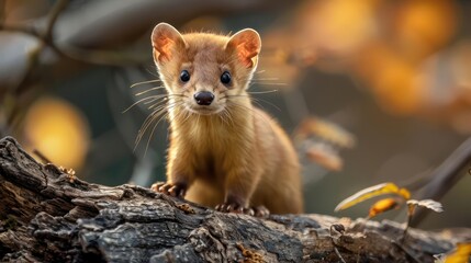 Fototapeta premium a small animal that is standing on a tree branch