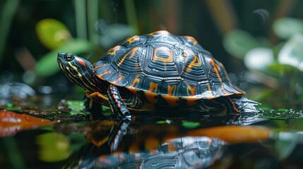 Obraz premium a turtle that is sitting on the water