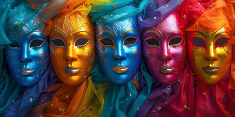 Obraz premium Máscaras coloridas utilizadas em cerimônias tradicionais