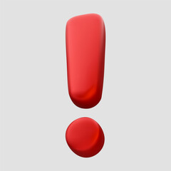 3D red exclamation mark icon. Isolated vector realistic illustration