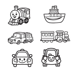 vector design coloring pictures of transportation tools for children