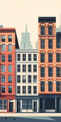 Naklejka premium Cityscape Illustration with Three Buildings