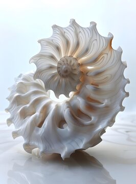 close up of a white nautilus shell