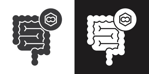 colorectral cancer icon Flat set in black and white color outline vector