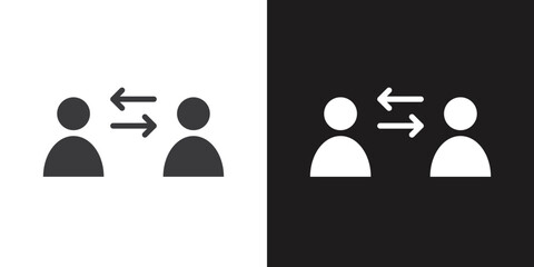 coaching icon Flat set in black and white color outline vector