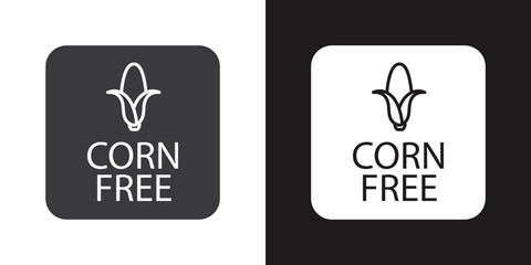 corn free icon Flat set in black and white color outline vector