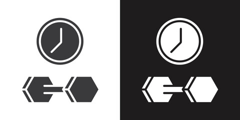 exercise time icon Flat set in black and white color outline vector