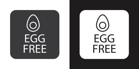 egg free icon Flat set in black and white color outline vector