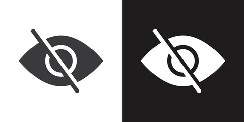 Hide icon Flat set in black and white color outline vector
