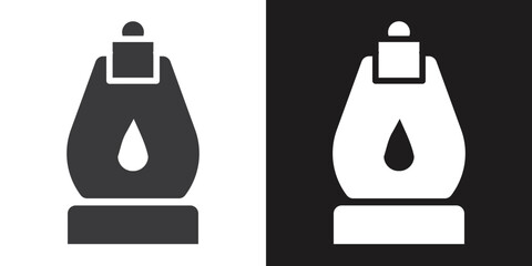 Oil lantern icon Flat set in black and white color outline vector