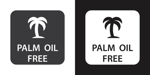 Palm oil free icon Flat set in black and white color outline vector
